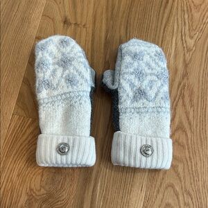 Cozy Gray and White Mittens with Button Detail